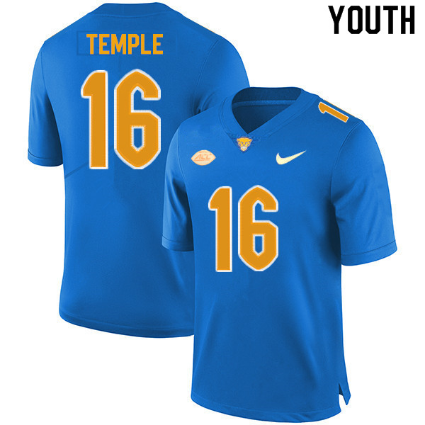 Youth #16 Nate Temple Pitt Panthers College Football Jerseys Sale-New Royal